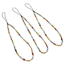 3pcs Beaded Phone Charm Lanyards Cute Cellphone Chain String Wrist Strap