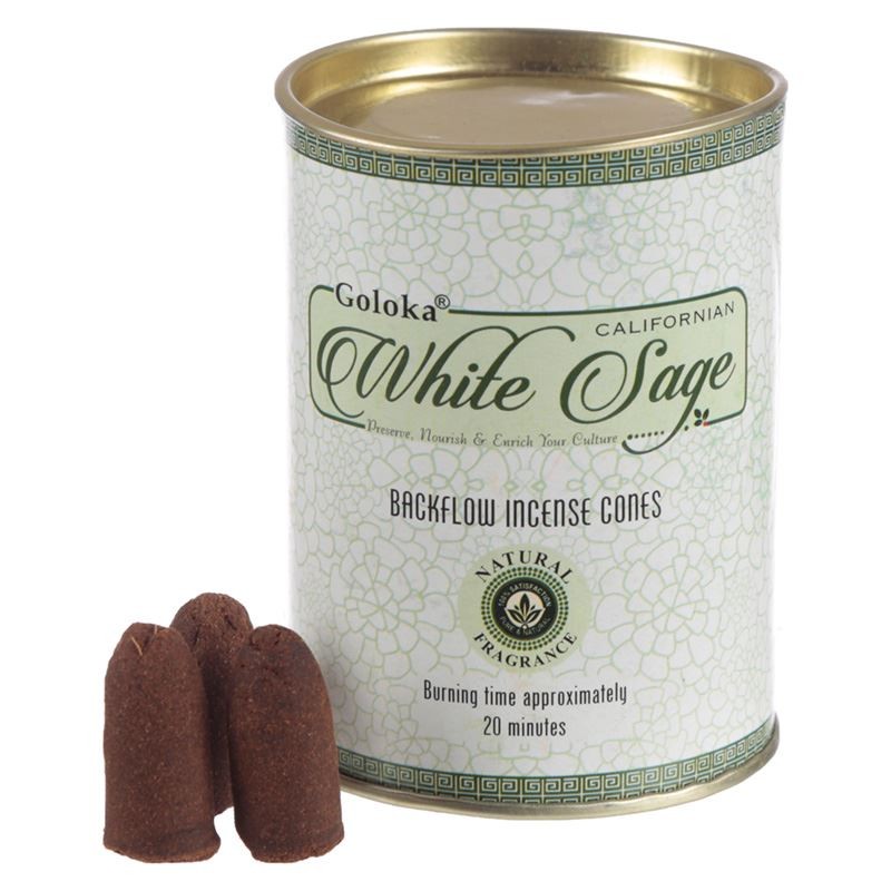 EcoIncense Goloka Backflow White Sage Incense Cones INC500 CleansingTitle