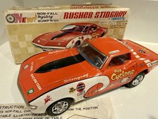 Vintage Taiyo Rusher Corvette Stingray Red Cyclone Bump N Go Car
