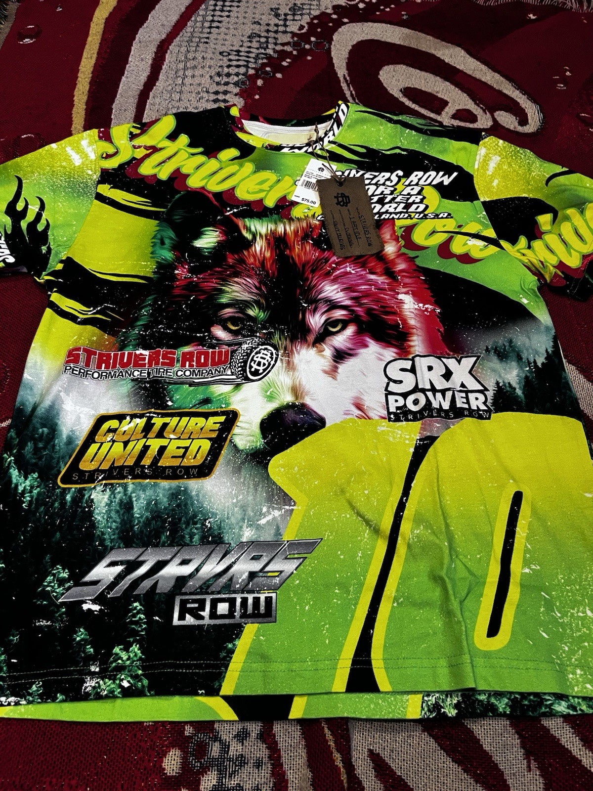 Uomo XL Oversided Strivers Fila AOP Wolf Performance Pneumatico T Streetwear Nuovo con etichette