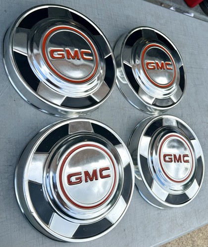 Set (4) 1973-1987 GMC Sierra 1500 1/2 Ton Truck Dog Dish Hubcaps GM OEM 362012 - Picture 2 of 13