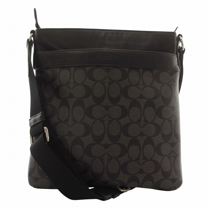 Coach Black PVC Leather Shoulder Bag with Signature Logo Pattern