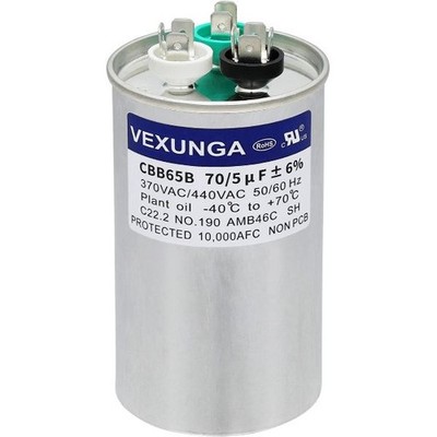 CBB65 70+5 MFD 370VAC 440VAC Dual Run Start Round Air Conditioner Capacitor