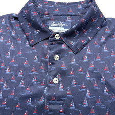 Ben Hogan Performance Men's Short Sleeve S Sailboats Golf Polo Shirt Stretch