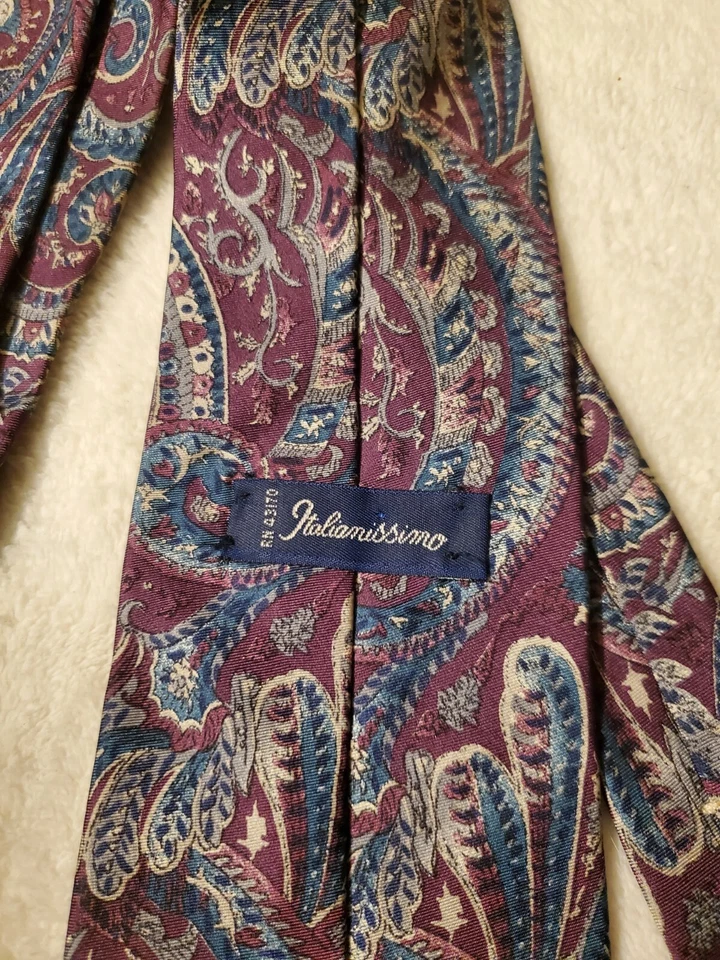 Corbata Italianissimo Para Hombre Poliéster Púrpura con Azul/Plateado Paisley/Floral Foto 4 de 4
