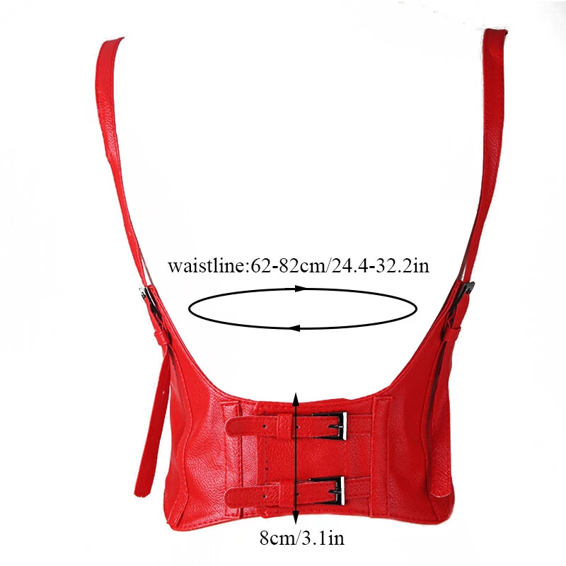 Women's PU Leather Body Harness Adjustable Strap Waist Belt Vest Corset Vintage - Image 2 of 4