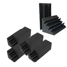 8 pcs Acoustic Foam Black Bass Trap Soundproof Corner Wall Studio Home 10x5x5 