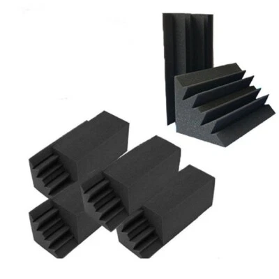BOOKISHBUNNY 8 pcs Acoustic Foam Black Bass Trap Soundproof Corner Wall Studio Home 10x5x5