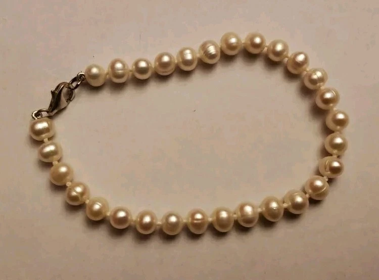 Juego de pendientes pulsera collar perlas vintage 6-7 mm .925 montaje esterlina 29 g en total  Foto 3 de 4