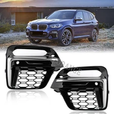 Pair Front Fog Light Cover Frame Grille Trim For BMW X3 X4 G01 G02 2018 19-2021