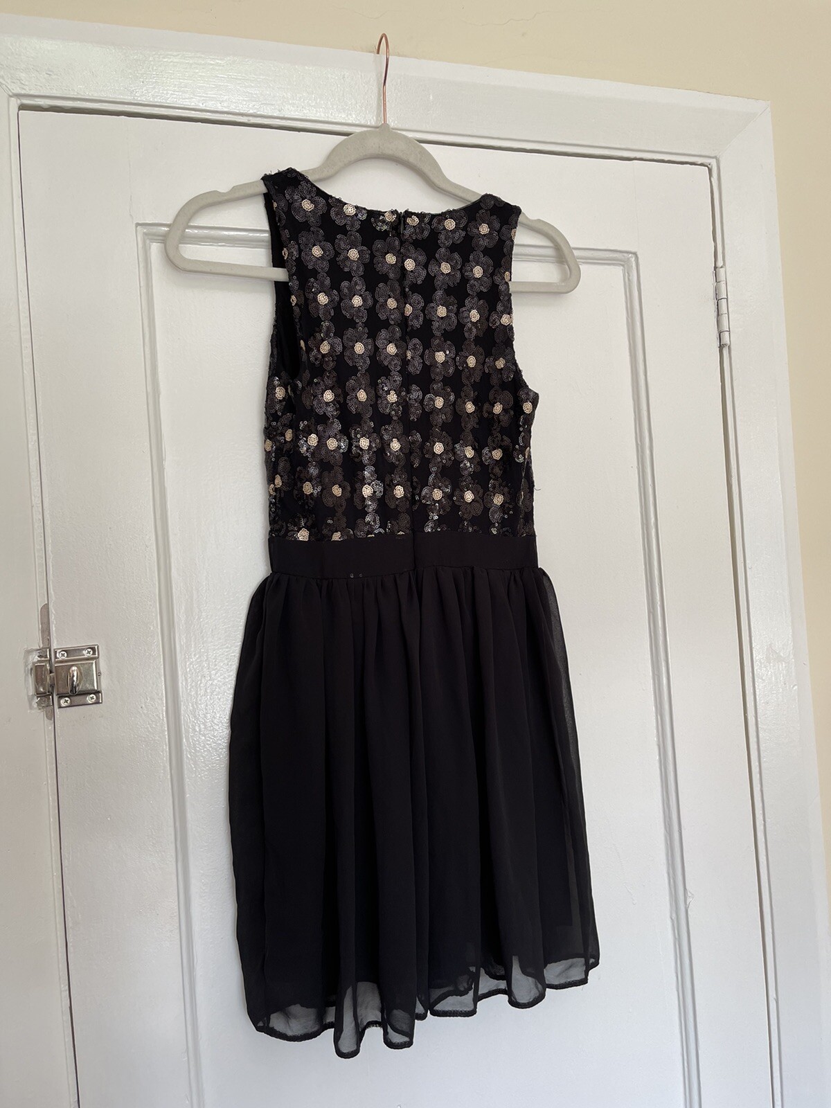Zack london sequin black Chiffon Mini Dress Size 8 eBay