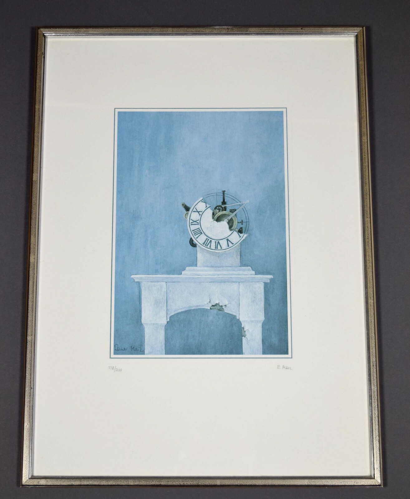 UHRWERK STILLLEBEN moderne Kunst REINER MERZ Turmuhr Uhr