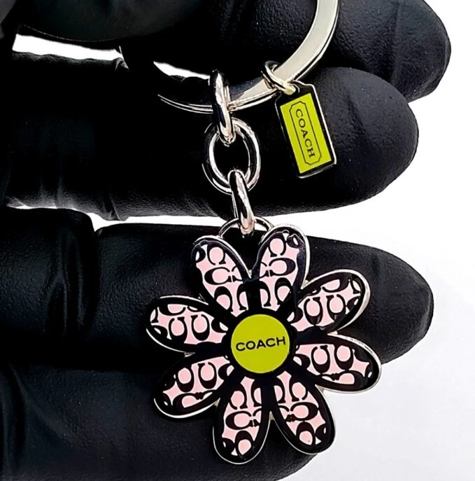 Leather Flower Bag Charm Keychain - Pink Multi