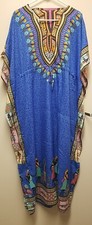 Kaftan Dress Blue Beach Hippie Gown Women one Size Fits All Tunic Top