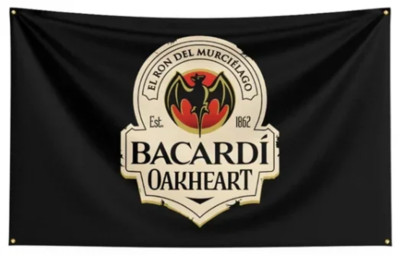 Bacardi Rum Oakheart USA große 150 cm Fahne Flagge Racing Banner schwarz