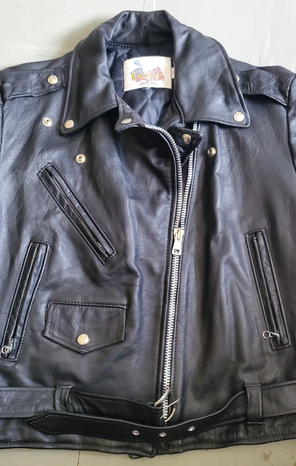 Vintage EXCELLED Fringed Mens Black Leather Motorcycle Jacket Size-S - Image 2 of 4