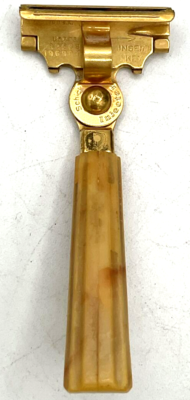 Vintage Schick Injector Razor Original Box Marbled Handle Gold