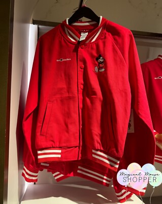 Disney world Park Exclusive Red Varsity Jacket LARGE Vintage