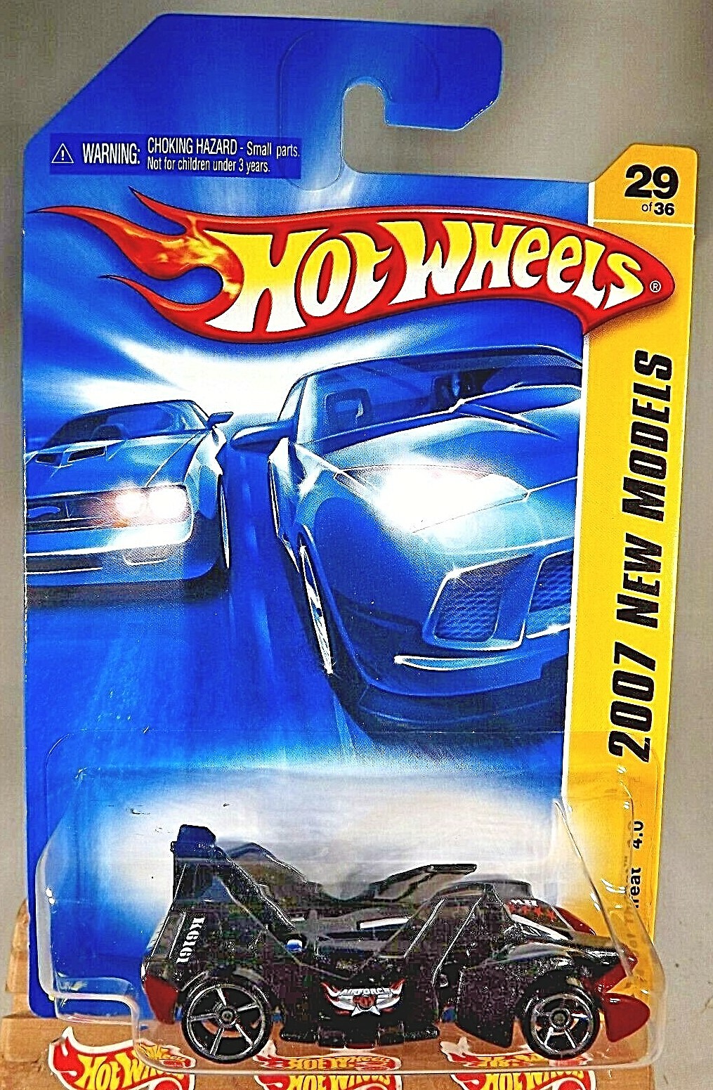 2007 Hot Wheels #29 New Models 29/36 JET THREAT 4.0 Black Variant w/Chrome OH5Sp
