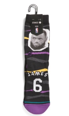 Stance Los Angeles LA Lakers LeBron James Scratched Casual Crew Socks Size Lg