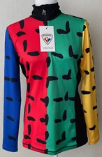 NWT ROSSIGNOL Bessi 1/4 Zip Ski Workout Color Block Mock Neck Top Women's Size L