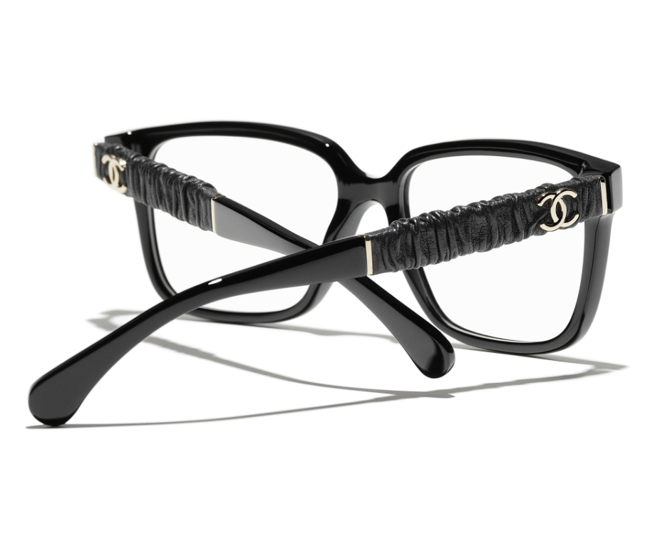 Chanel 3435Q 622 54 Black Leather Eyeglasses CH3435Q | eBay