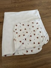 Ralph Lauren White Red Blue Bears RL Cotton Knit Baby Blanket 28  X 24.5  