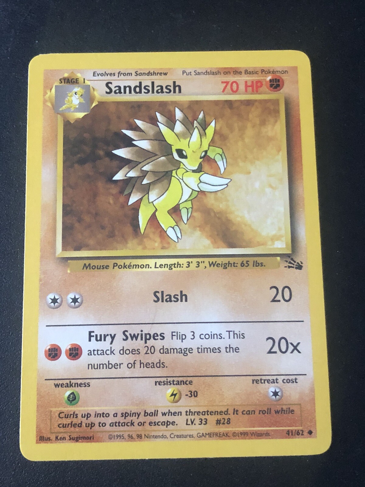 1999 Pokemon Fossil Sandslash #41