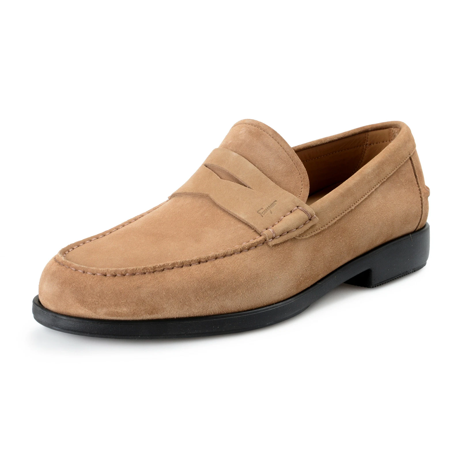 Ferragamo — Salvatore Ferragamo Men's FERRO2 Brown Suede Leather Penny Loafers Shoes