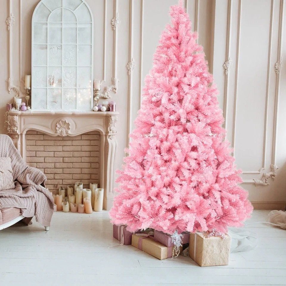 Pink Christmas Tree 7 FT Premium Hinged Stand Artificial Tree Holiday Decor