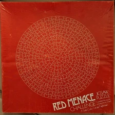 Vintage Red Menace Challenge  500 Pieces 20” Jigsaw Puzzle Round APC 1977