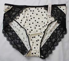 Soma Women's Enchanting Lace Panty EH6 Merry Dot Champagne Black Large NWT