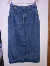 Vintage Vivaldi Jeanswear Denim Midi Maxi Skirt Womens Size 6 Slit USA