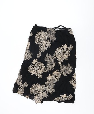 Florence + Fred Damen schwarz Blumenmuster Viskose Schlagrock Größe 14
