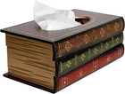 Vintage Wooden Tissue Box Cover Antique Book Style Holder for Loose Tissues