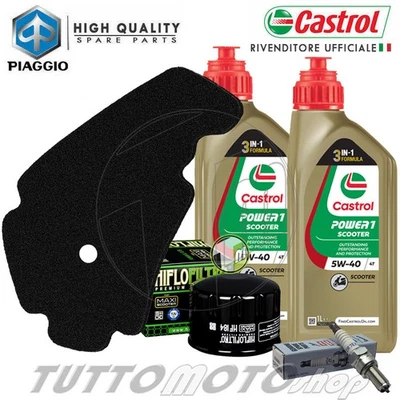 CASTROL - HIFLO - PIAGGIO Tagliando PIAGGIO Beverly 500 2002-2008 / Olio Castrol 5W40 + Filtri + Candela