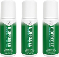Biofreeze Roll-On Pain-Relieving Gel 3 FL OZ, Green Pack Of 3 Topical Pain