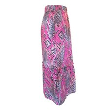 Matalan Women’s Pink Aztec Print Tiered Maxi Skirt With Pockets Size 8