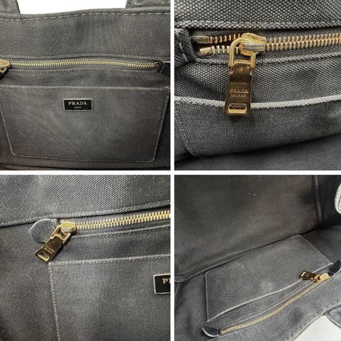 PRADA Canapa Tote Bag Large Logo Canvas Black Free  i0606aq002190 Used Vintage B thumbnail 9