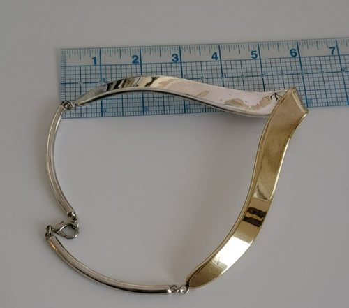 Vintage Modernist sterling silver M VISMONSKI (Israel) V-shaped choker necklace - Picture 8 of 13