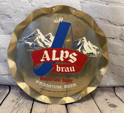 Vintage Alps Brau Beer Sign Bottle Cap Bavarian Style Premium Fort Wayne IN USA