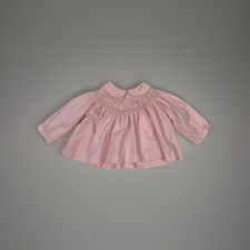 VTG Baby Girl Pink Smocked Dress Unbranded Peter Pan Collar Missing Size Tag