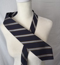 Brooks Brothers 100 Silk Tie Navy Blue Gold Light Blue Stripe Made in USA