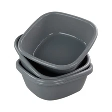 Idotry 4-Pack Baby Small Wash Basin, Gray Plastic Square Dish Pan, 8 Quart