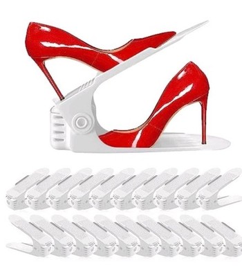NVGSN Adjustable Stackable Shoe Stackers 20 Pack Space Saving Double Layer White