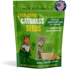 Todd’s Seeds 1lb Cat Grass - Fast-Growing, Non-GMO Wheatgrass for Cats