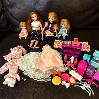 Licca Chan Doll Family Set Rika Mom Maki Miki Clothes Accessories Japan