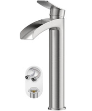 Grifo ba o alto n quel cepillado cascada monomando con desag e lavabo, Nuevo