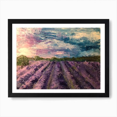 Lavendelfeld Kunstdruck gerahmt Wand gerahmt Wandbild Poster Leinwanddruck Bild