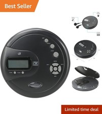 Lightweight Portable CD Player with FM Radio and Anti-Skip Protection in Black